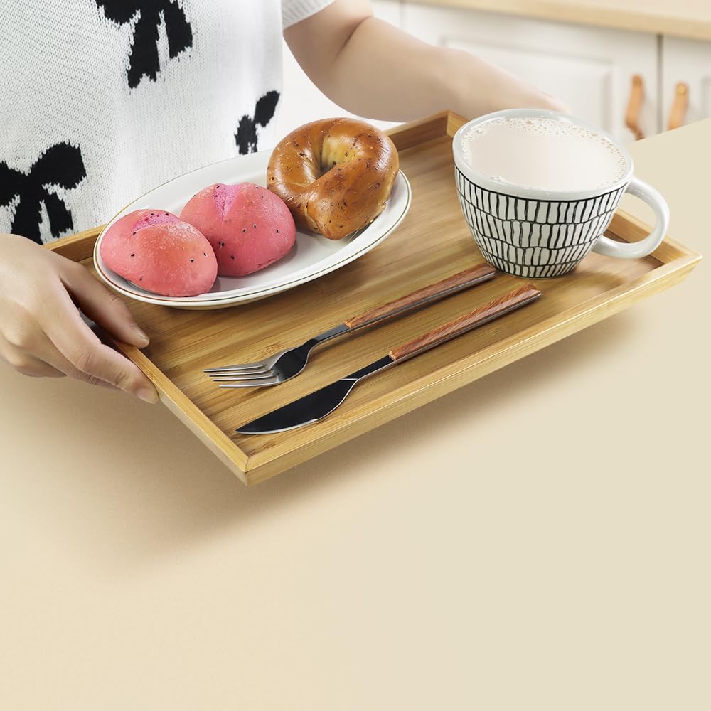 Rectangular Bamboo Serving Tray Set
