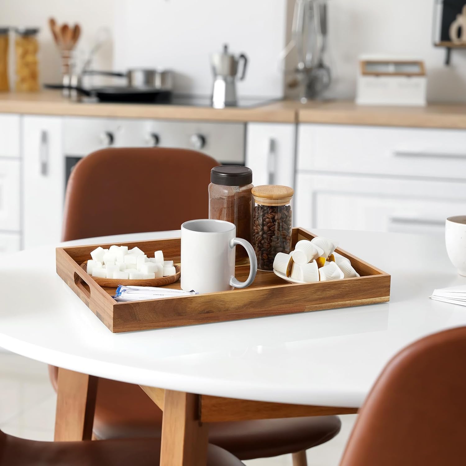 Large Wooden Serving Tray with Handles - Image 2