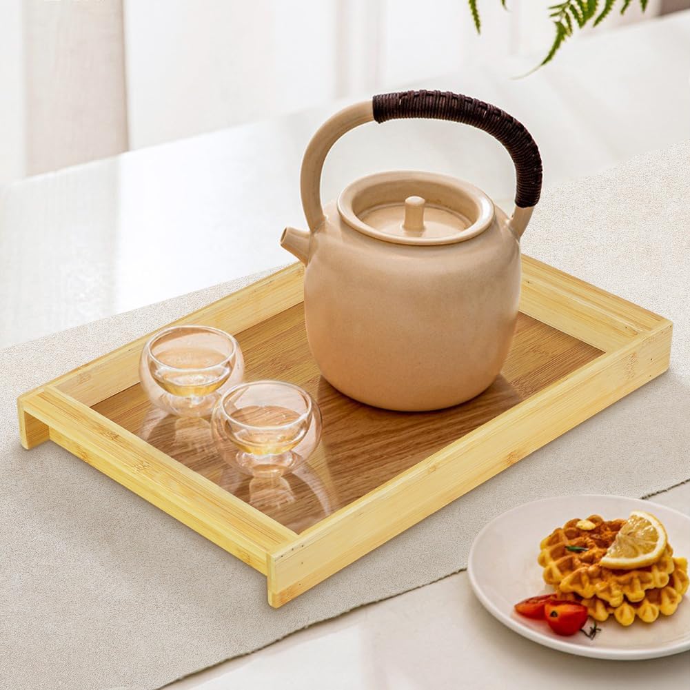 Bamboo Serving Tray Set with Handles - Image 2