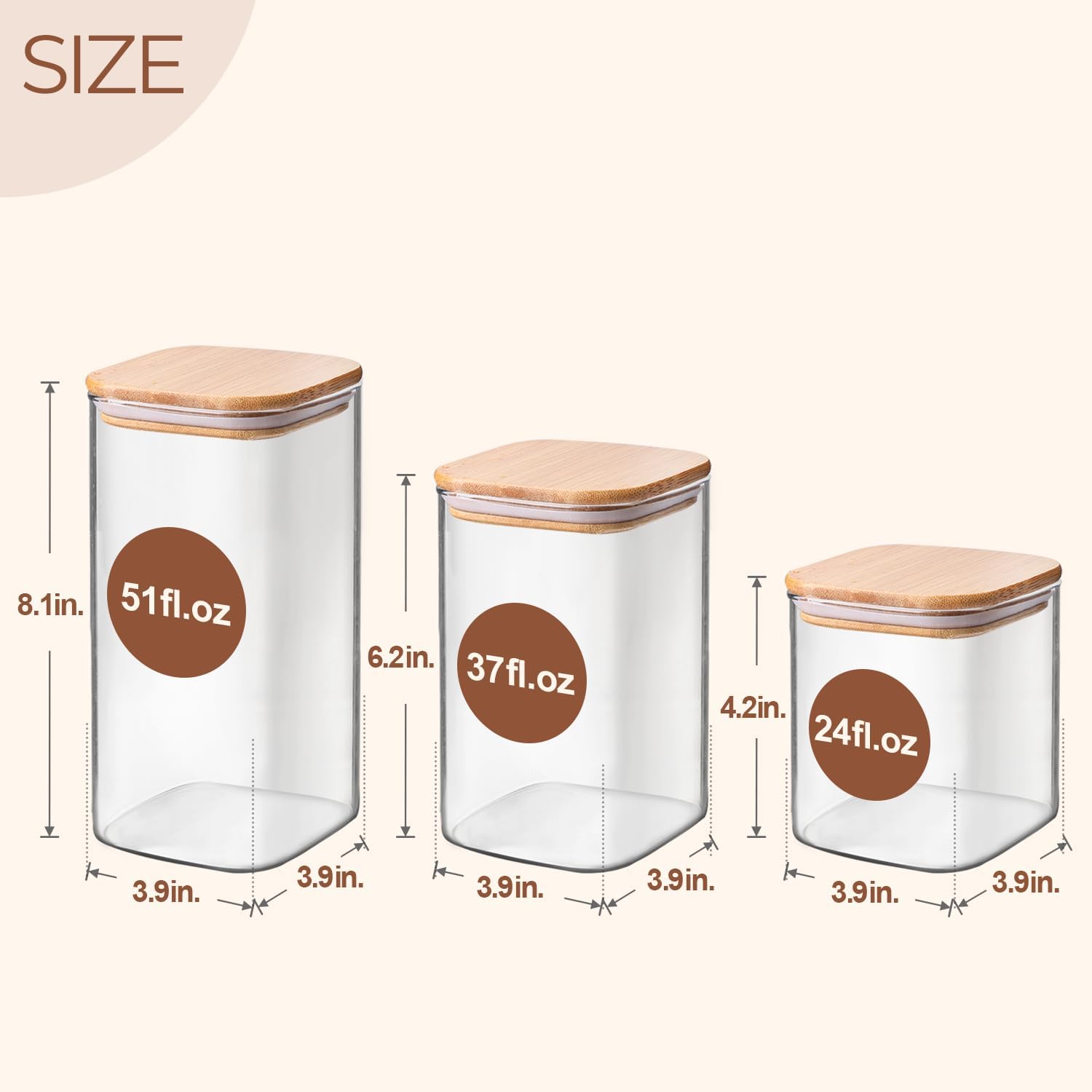 Square Glass Pantry Storage Jars - Image 2