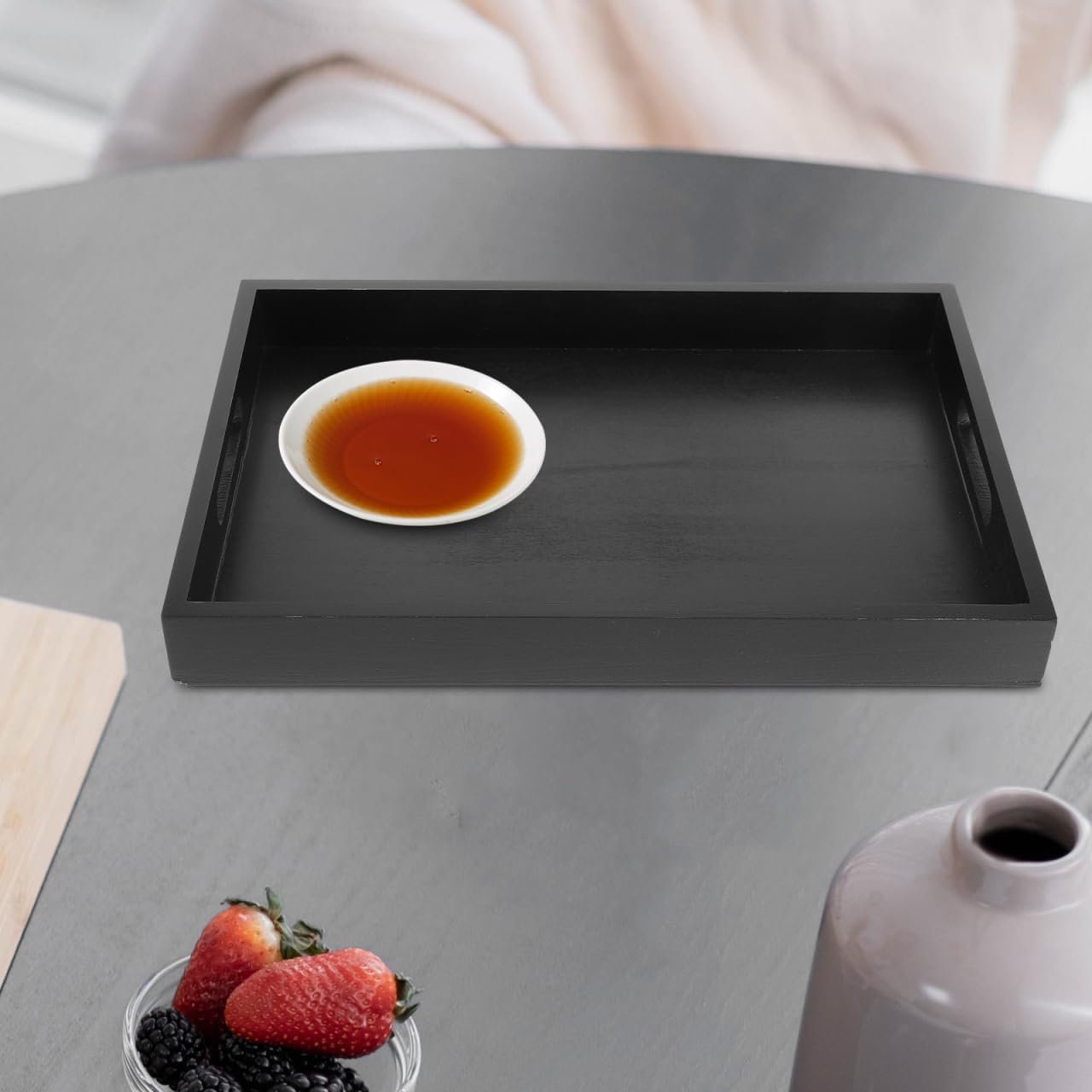 Rectangular Wooden Serving Tray with Handle - Image 2
