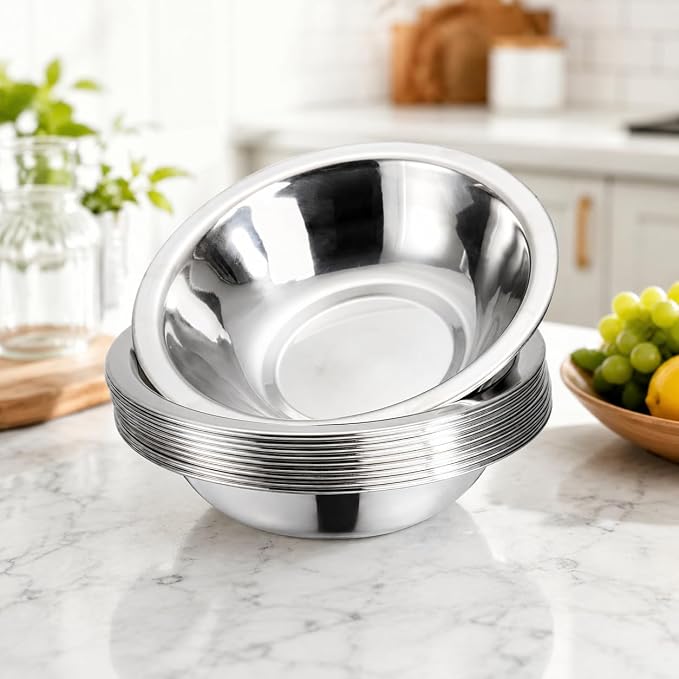Stainless Steel Prep Bowls with Flat Base