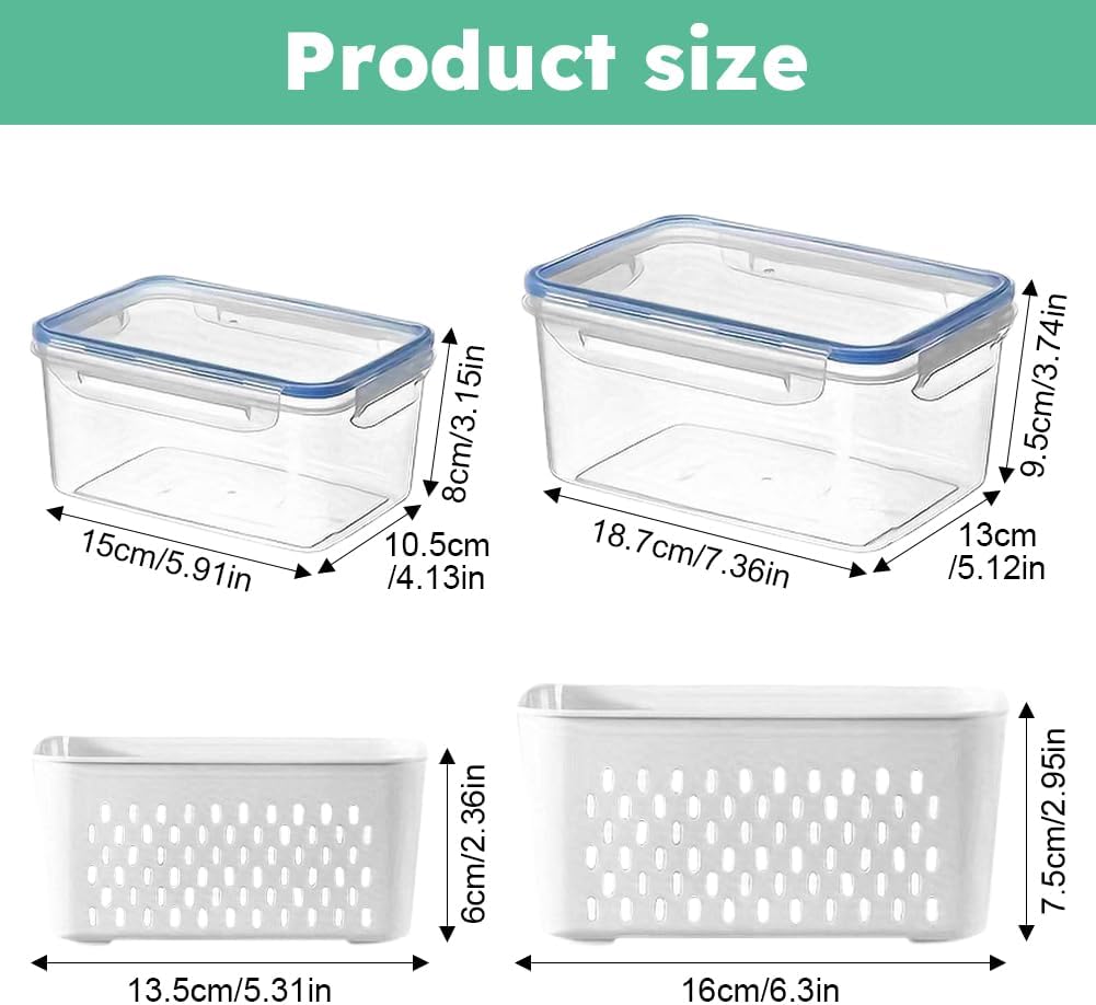 Fruit and Vegetable Storage Containers with Colanders - Image 2