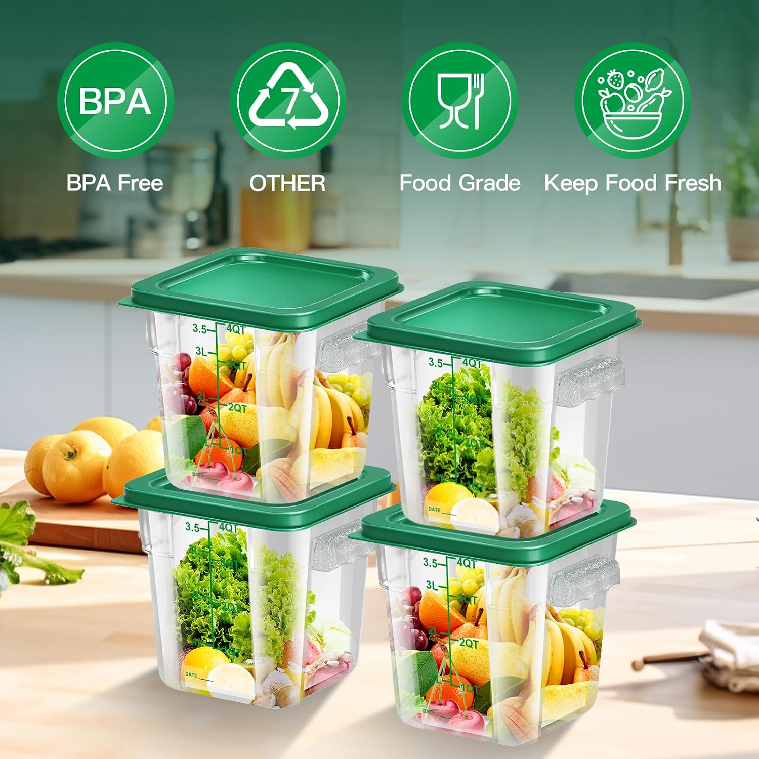 Square Food Storage Containers with Handles - Image 2