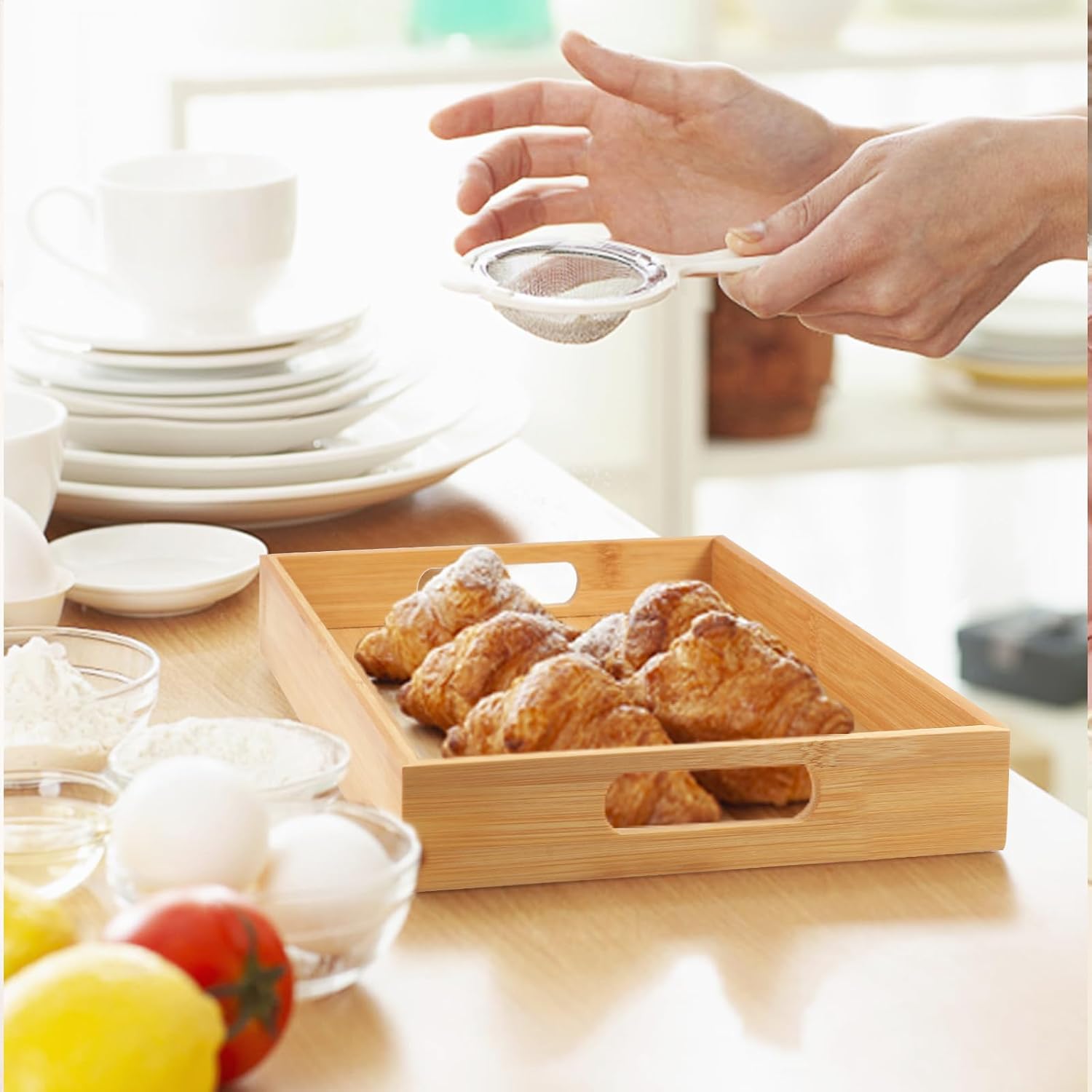 Bamboo Breakfast Tray with Handles - Image 2