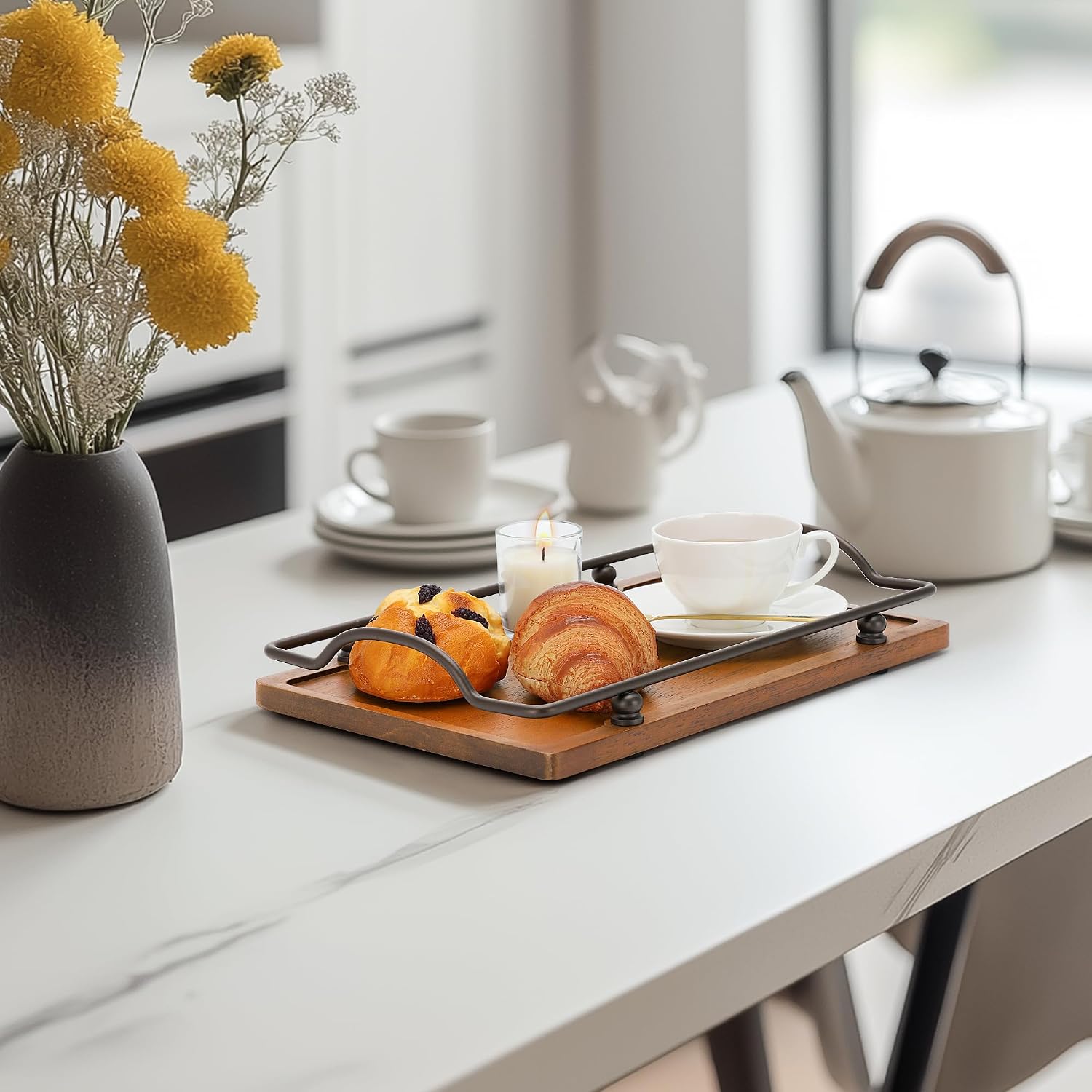 Wooden Serving Tray with Handles - Image 2