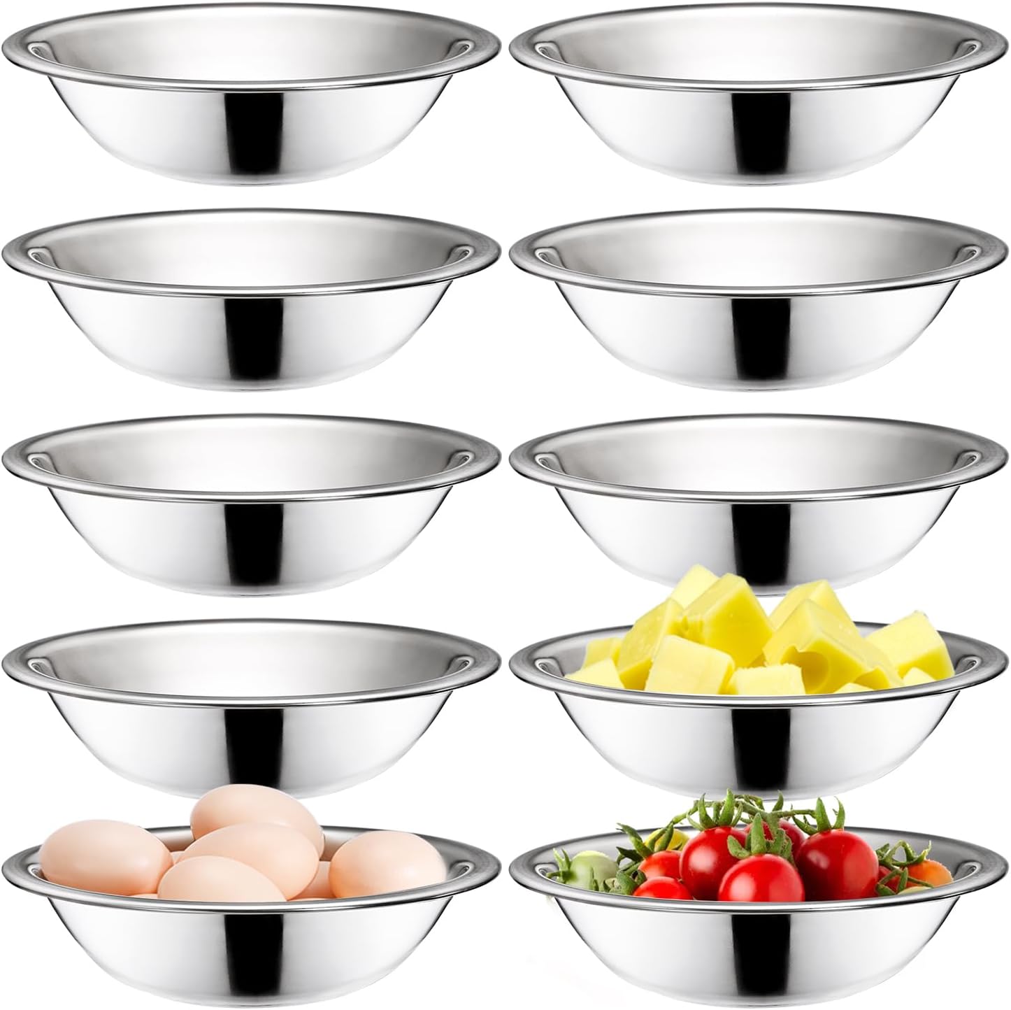 Stainless Steel Prep Bowls with Flat Base - Image 2