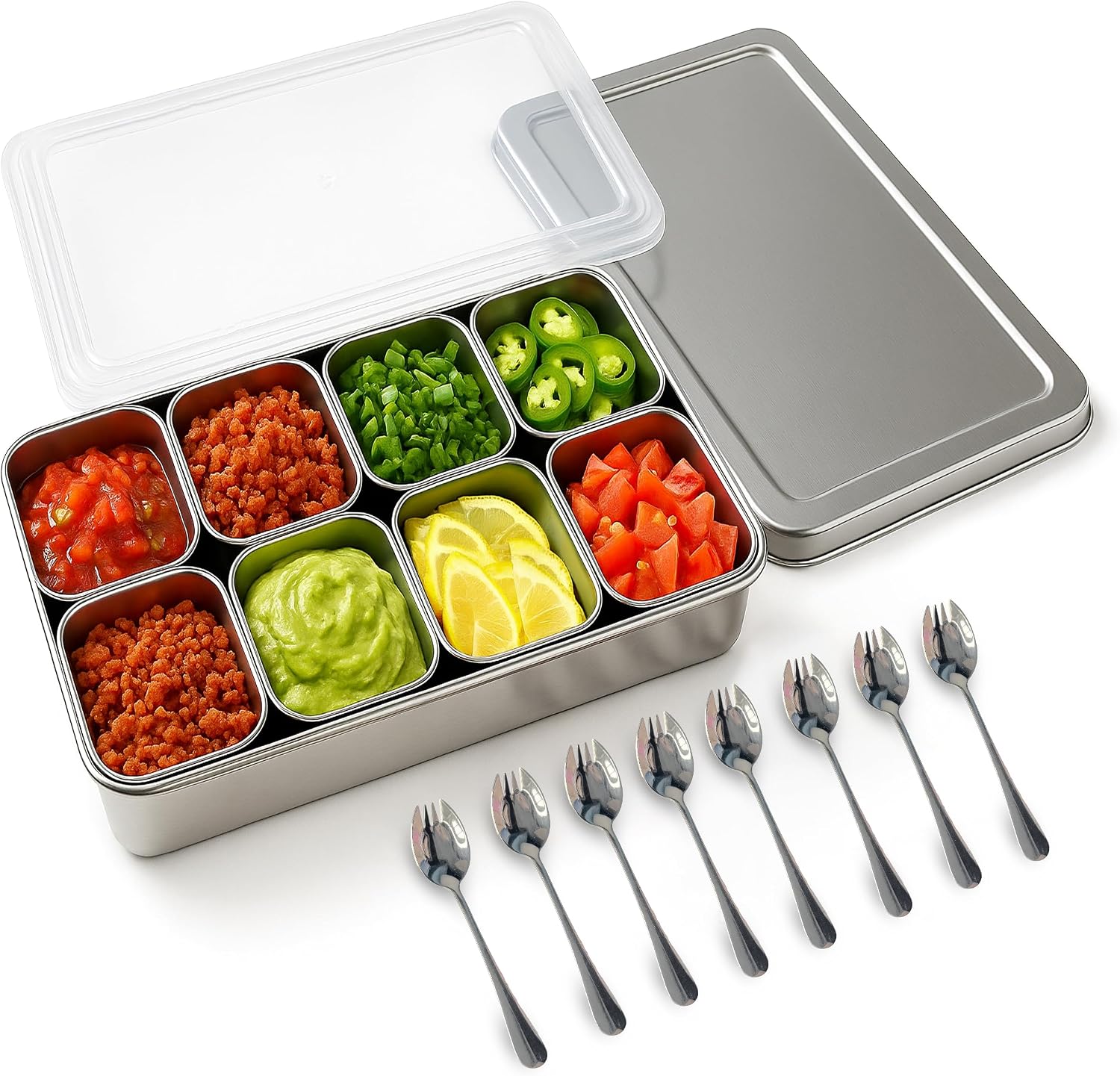Stainless Steel Multi-Compartment Condiment Pan