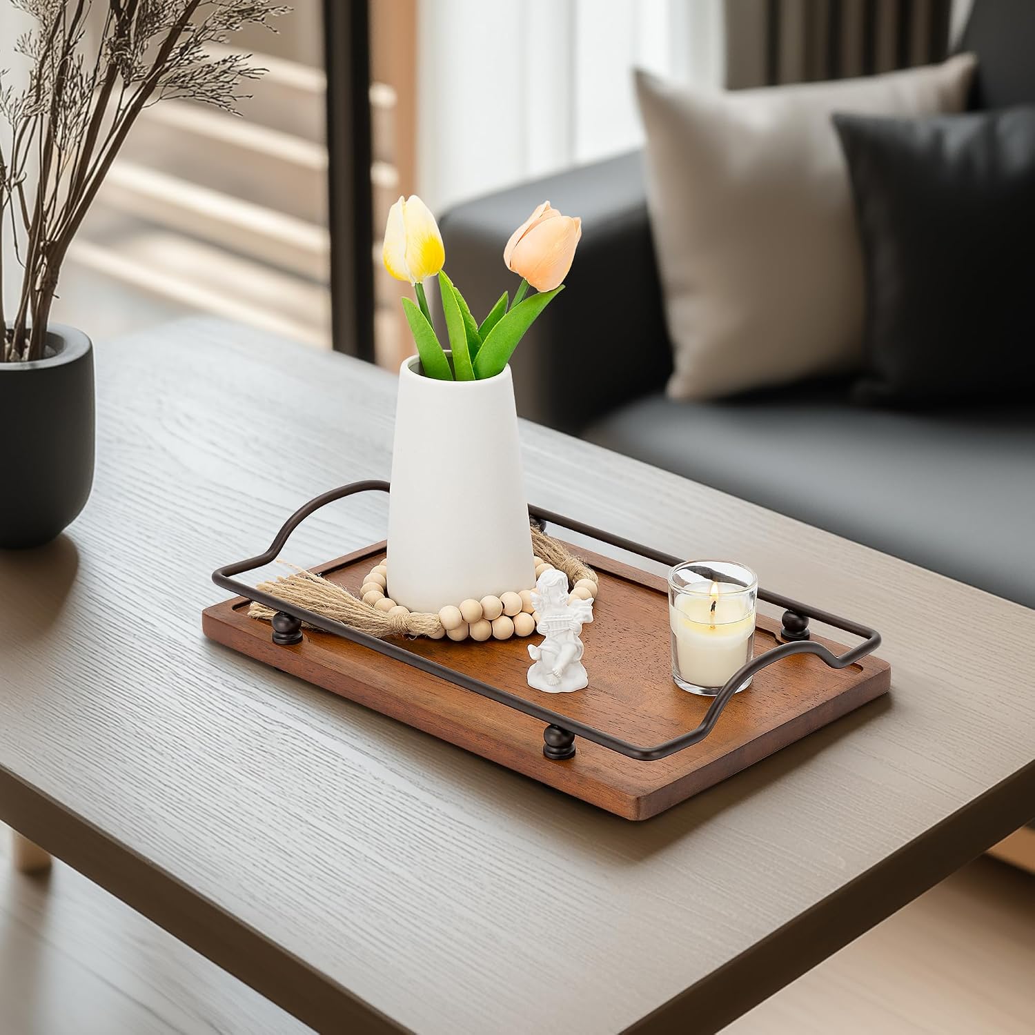 Wooden Serving Tray with Handles
